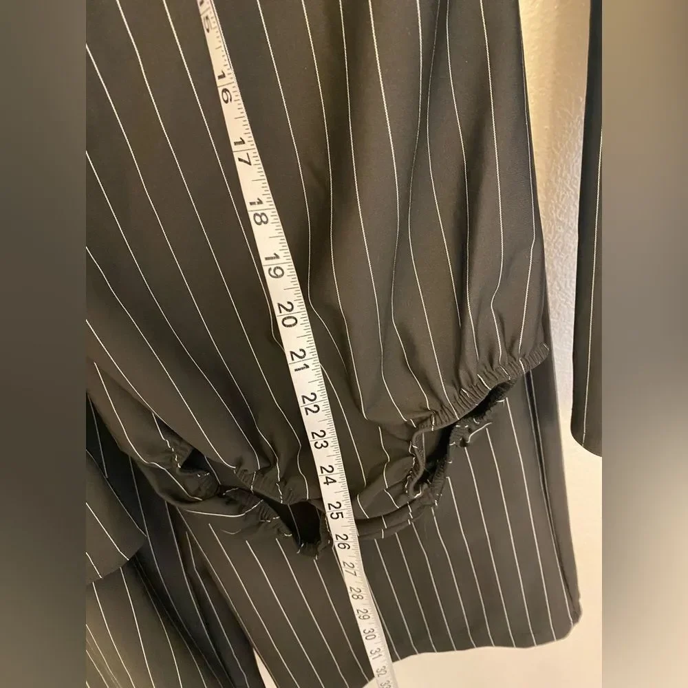 Kelle dance black pinstripe costume 2 piece pants leotard STRIPE ZONE 103530 MA
